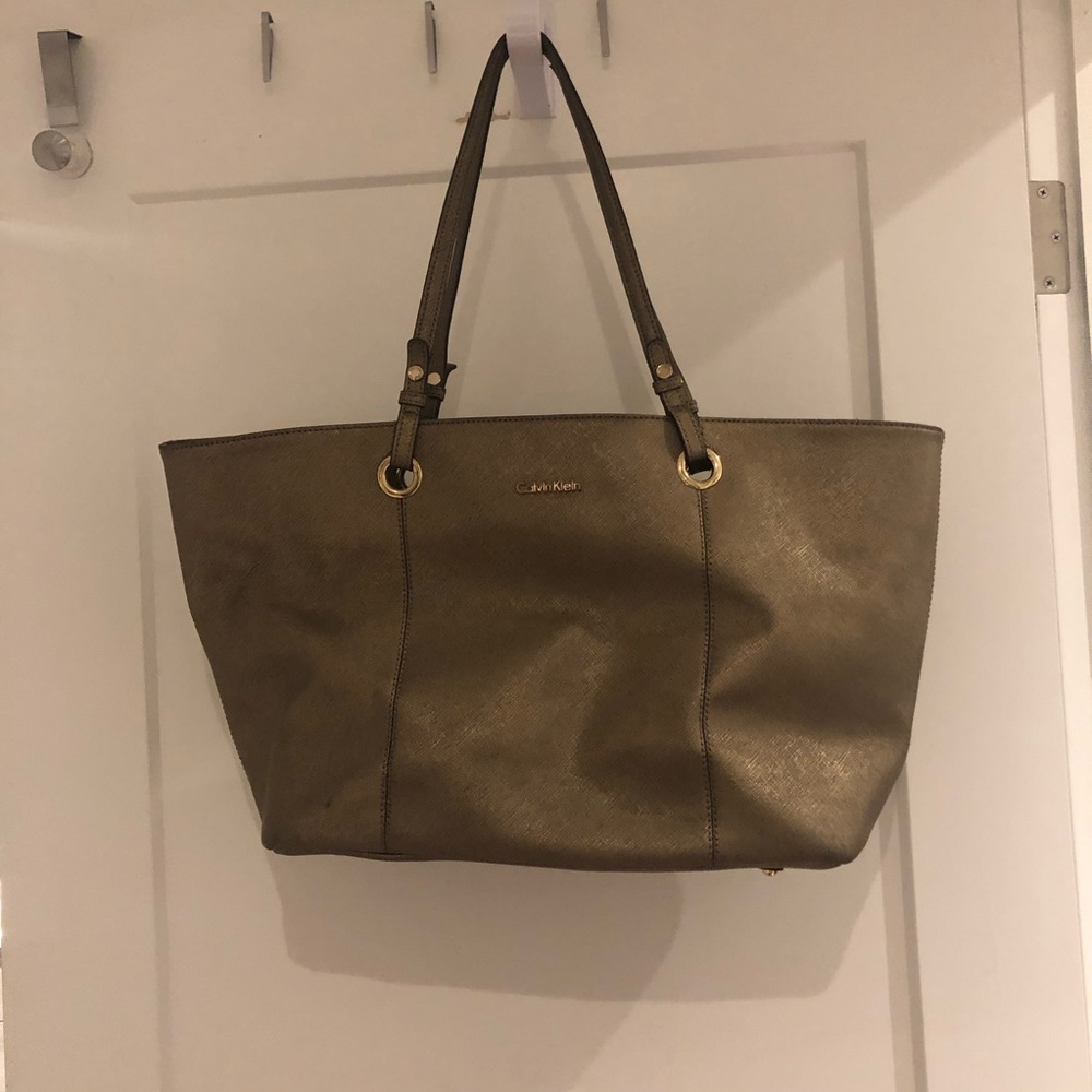 Calvin Klein Metallic Leather Tote